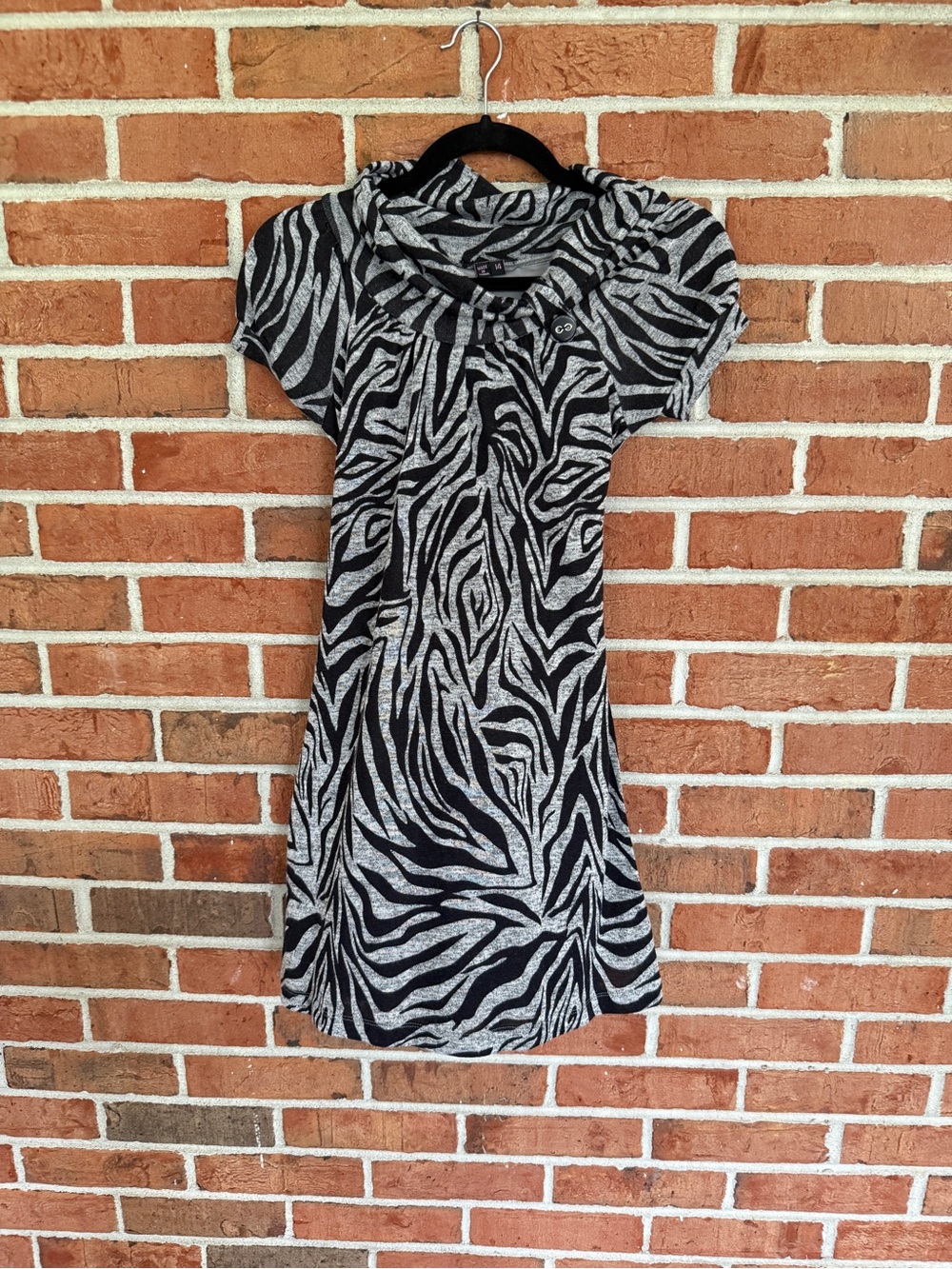 My Michelle Black and Gray Zebra-Print Mini Dress